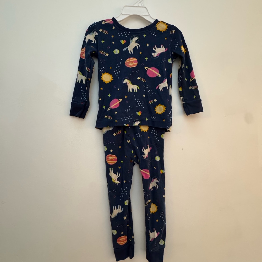 2 Kids Pajama Sets - 1st with Unicorn and Space Design & 2nd Musical animals